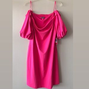 Vince Camuto hot pink of the shoulder dress